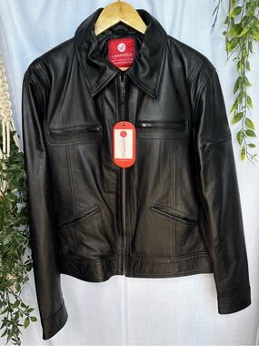 Laverapelle Men’s Black Genuine Lambskin Leather Biker Jacket XL YKK Zip NWT